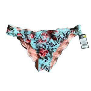 NWT! Mossimo Blue Floral Hipster Swim Bikini Bottoms Size XL